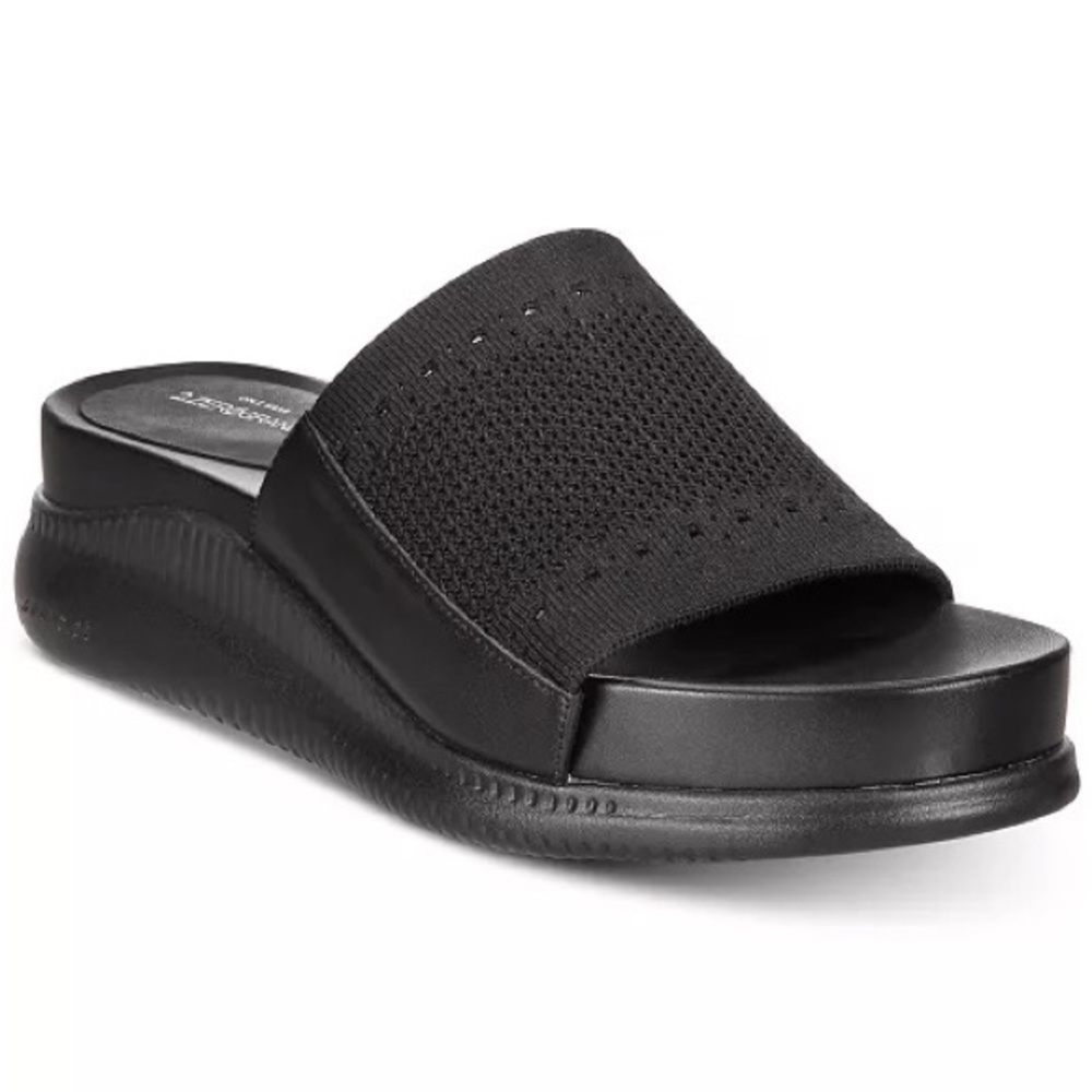 Womens Cole Haan 2 Zerogrand Stitchlite Sandal Slip On Sandals Black Knit sz 8.5